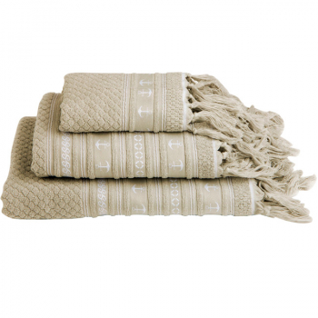 Handtuchset, beige, 3 Stück