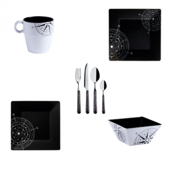Blach&White 24-teilige Geschirrset + Besteck
