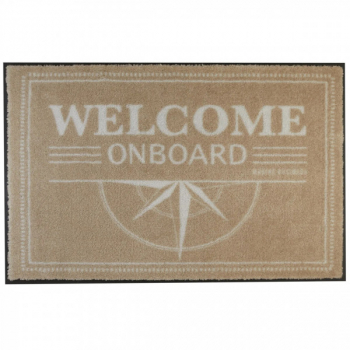 Fußmatte Welcome - On Board rund- braun