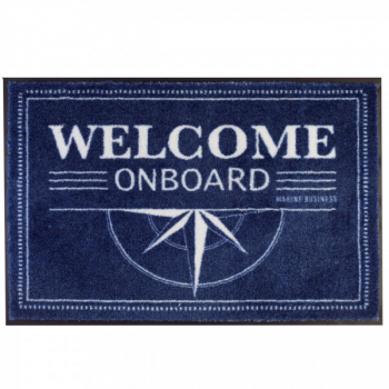 Fußmatte Welcome - On Board rund-blau