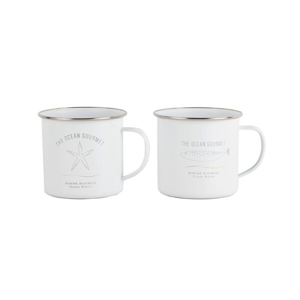 Menorca Emaille Becher Set Weiß