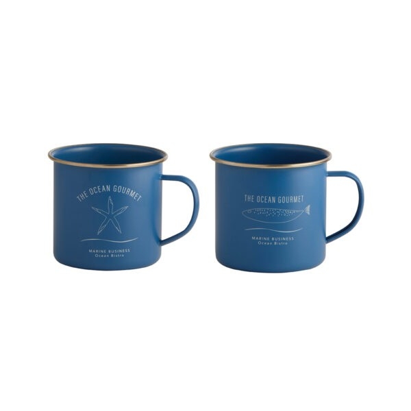 Menorca Emaille Becher Set Blau